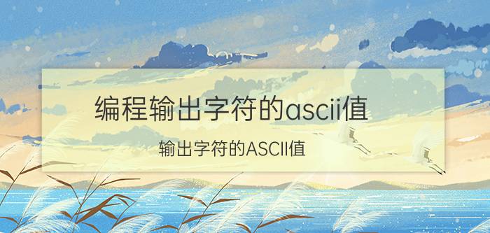 编程输出字符的ascii值 输出字符的ASCII值